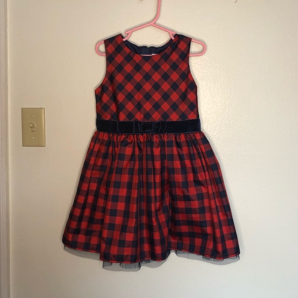 Navy and red checked holiday dress Cat and Jack sz 5t - Picture 1 of 3